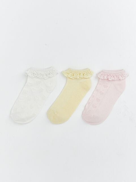 LCW baby Dantel Detaylı Kız Bebek Patik Çorap 3'lü - S66734Z1-FDU