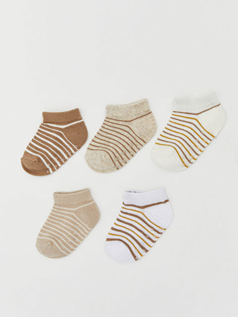 LCW Kids Çizgili Erkek Bebek Patik Çorap 5'li - S66738Z1-FLU