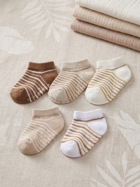 LCW baby Çizgili Erkek Bebek Patik Çorap 5'li
