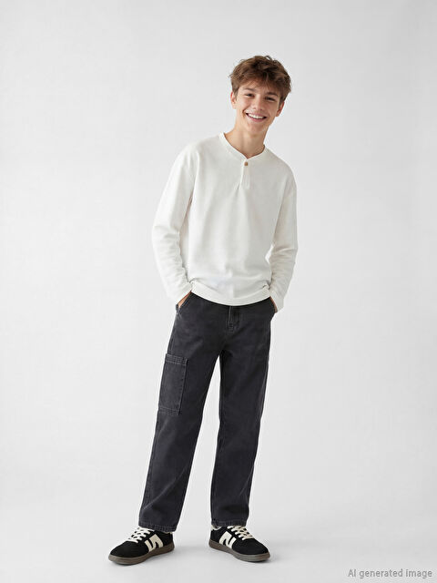 LCW Kids Loose Fit Erkek Çocuk Kargo Jean Pantolon - S66752Z4-M0U