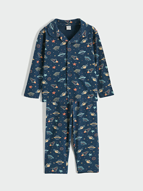 LCW Kids Collared Neck Patterned Boys' Pyjamas Set - S66801Z1-LSJ