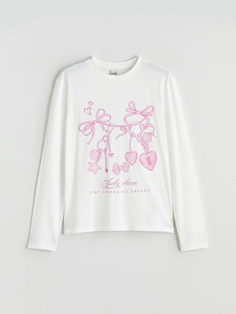 LCW Kids Bisiklet Yaka Baskılı Kız Çocuk Tişört - S66829Z4-R9J