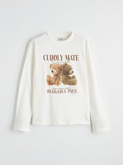 LCW Kids Bisiklet Yaka Baskılı Kız Çocuk Tişört - S66830Z4-R9J