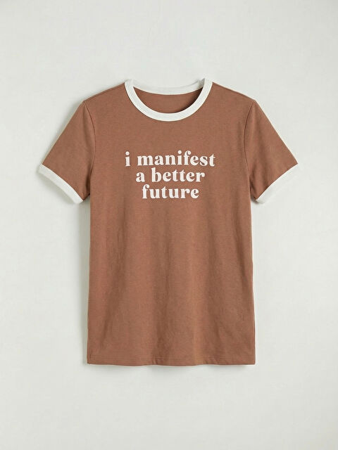 LCW Kids new york принтті қысқа жеңді қыздарға арналған футболка - S66831Z4-H31