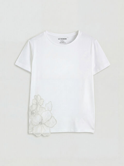 LCW Kids Çiçek Detaylı Kız Çocuk Tişört