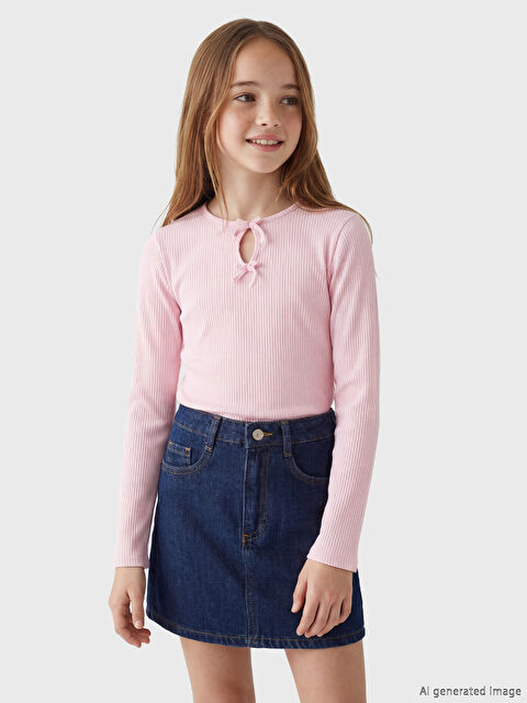 LCW Kids Fiyonk Detaylı Kız Çocuk Tişört