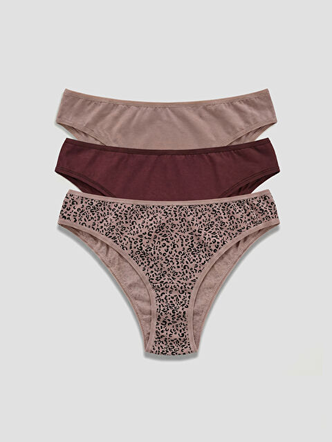 LCW DREAM Leopard Print Brazilian Knickers 3 Pieces
