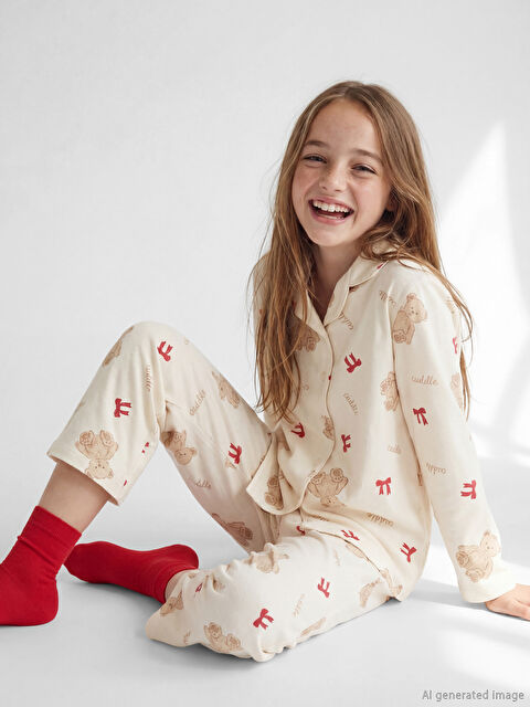 LCW Kids Gömlek Yaka Kız Çocuk Pijama Takımı - S66899Z4-LT6