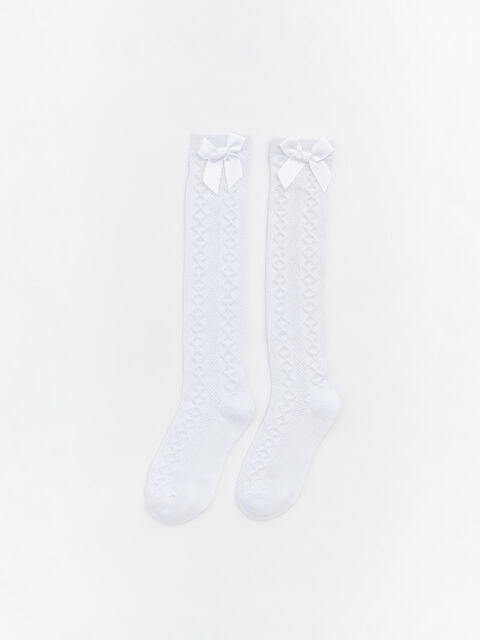 LCW Kids Fiyonk Detaylı Kız Çocuk Diz Altı Çorap 2'li - S66930Z4-JYX