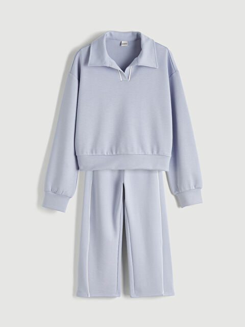 LCW Kids Polo Yaka Kız Çocuk Soft Touch Sweatshirt ve Eşofman Altı - S67027Z4-FJP