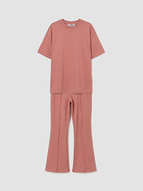 LCW Kids Kız Çocuk Kısa Kollu Soft Touch Tişört ve Tayt - S67034Z4-H2H