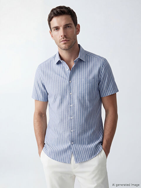 LCW BUSINESS Regular Fit Çizgili Erkek Gömlek	 - S67044Z8-LEN