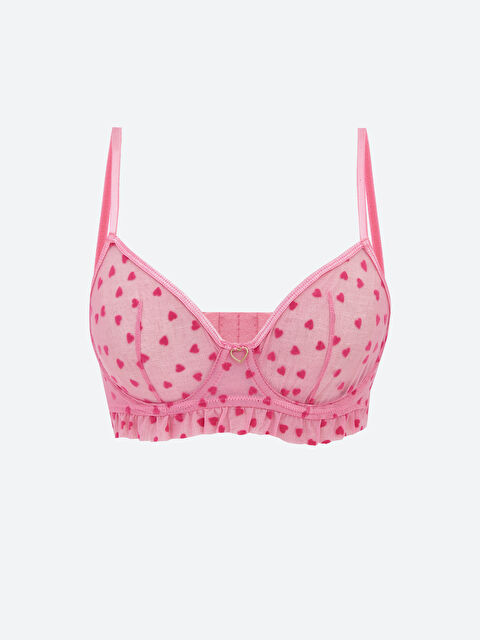 LCW DREAM Balenli Dolgusuz Kalp Desenli Tişört Sütyen - S67058Z8-GCN