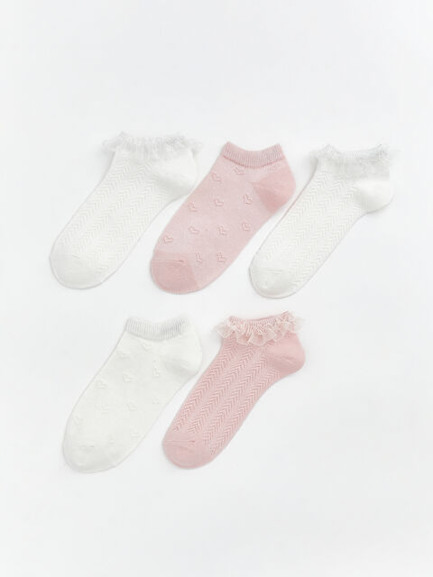 LCW Kids Dantel Detaylı Kız Çocuk Patik Çorap 5'li - S67138Z4-FEW