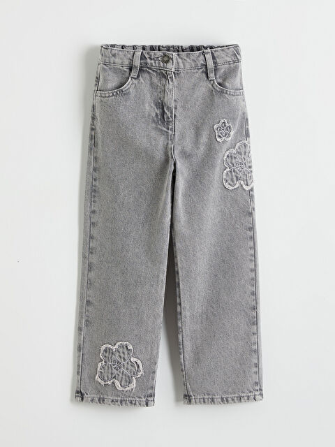 LCW Kids Regular Fit Nakışlı Kız Çocuk Jean Pantolon - S67242Z1-SHN