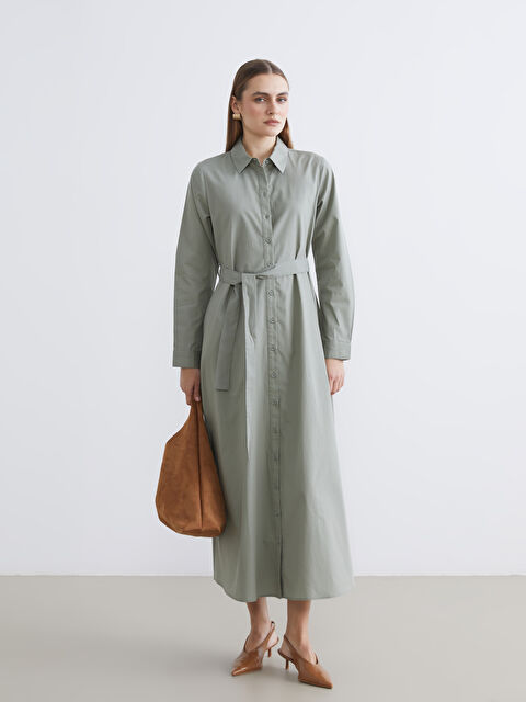 LCW STUDIO Woman GREEN Shirt Dress - S67254Z8-ZWG