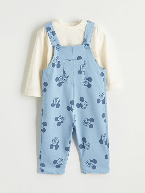 LCW baby Mickey Mouse Baskılı Erkek Bebek Salopet ve Tişört - S67261Z1-FDL