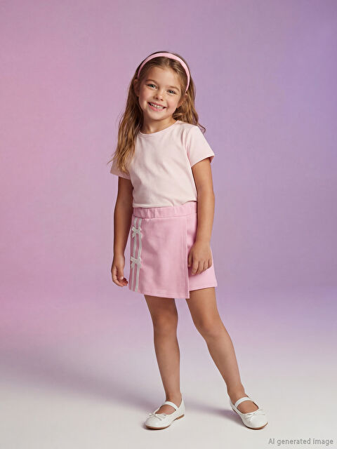 LCW Kids ზოლიანი გოგონას დახურული შორტი