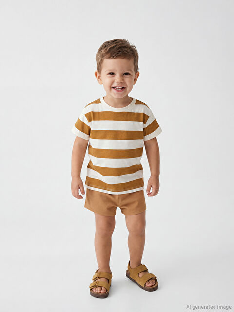 LCW baby Bisiklet Yaka Erkek Bebek Tişört ve Şort - S67277Z1-LFC