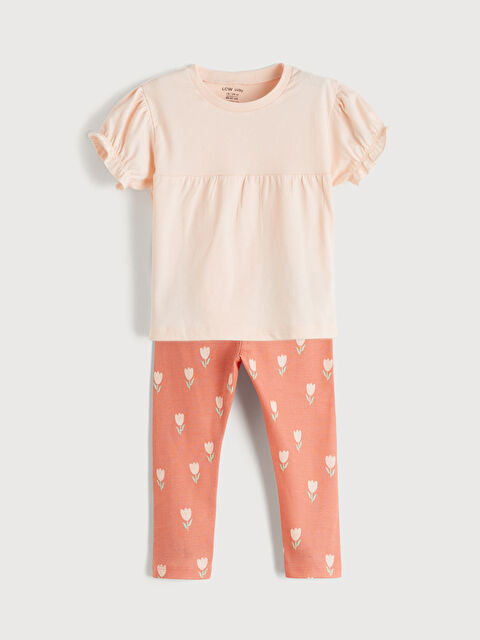 LCW baby Floral-Print Baby Girl Blouse and Leggings Set - S67282Z1-KXS