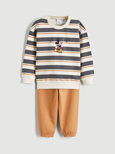 LCW baby Baby Boys' Mickey Mouse Printed Sweatshirt and Sweatpants Set - S67313Z1-LFC