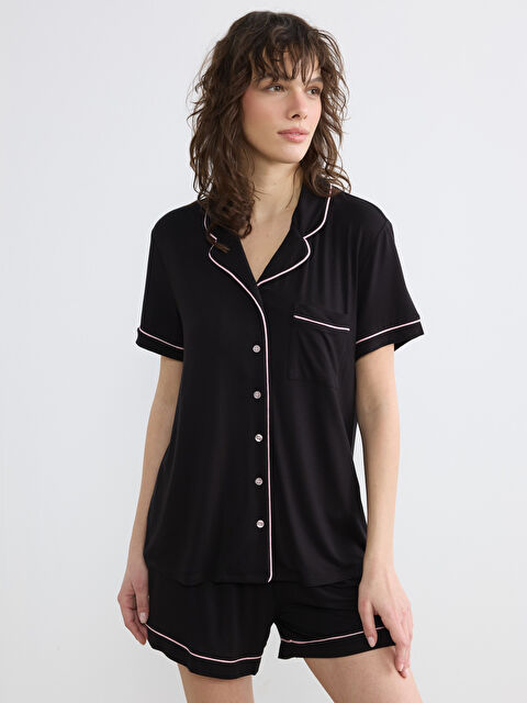 LCW DREAM Gömlek Yaka Kadın Şortlu Pijama Takımı - S67399Z8-CVL
