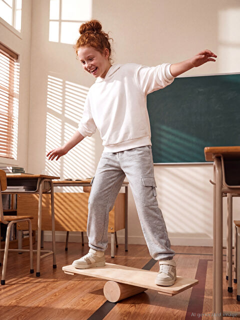 LCW Kids Beli Lastikli Kız Çocuk Kargo Eşofman Altı - S67466Z4-CT3