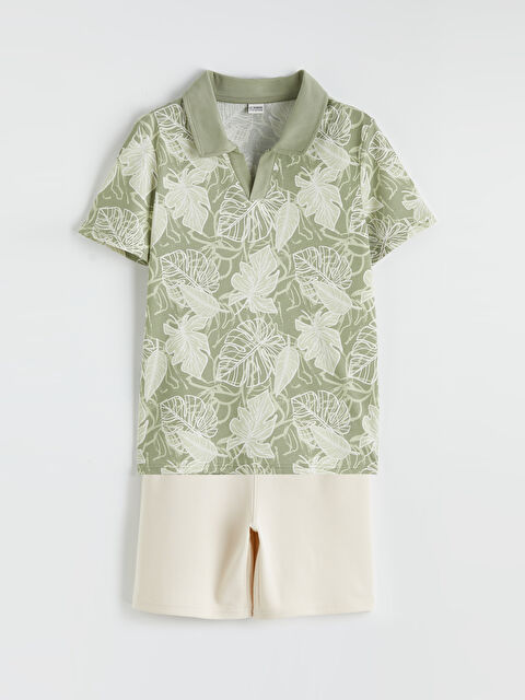 LCW Kids Polo Yaka Desenli Erkek Çocuk Tişört ve Şort - S67479Z4-LRA