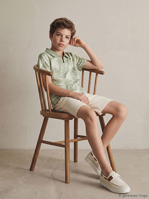 LCW Kids Polo Yaka Desenli Erkek Çocuk Tişört ve Şort - S67479Z4-LRA