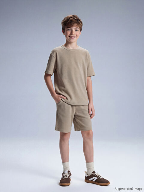 LCW Kids Bisiklet Yaka Kısa Kollu Erkek Çocuk Waffle Takım - S67481Z4-QYZ