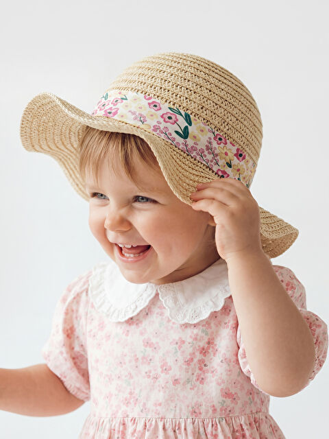 LCW baby Kız Bebek Bebe Yaka Çiçekli Poplin Elbise