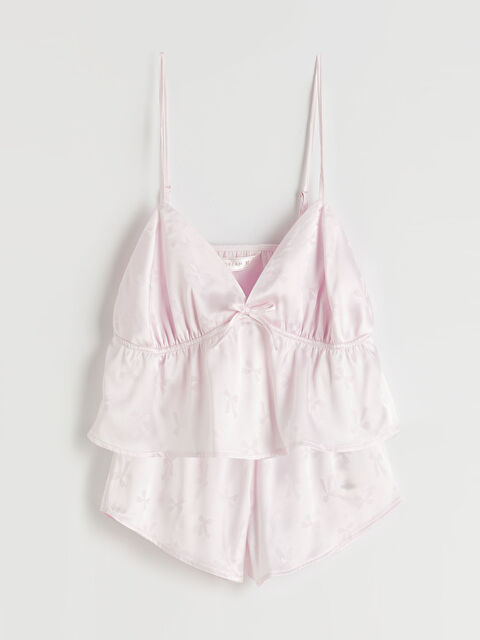 LCW DREAM V Yaka Saten Kadın Şortlu Pijama Takımı - S67576Z8-LSZ