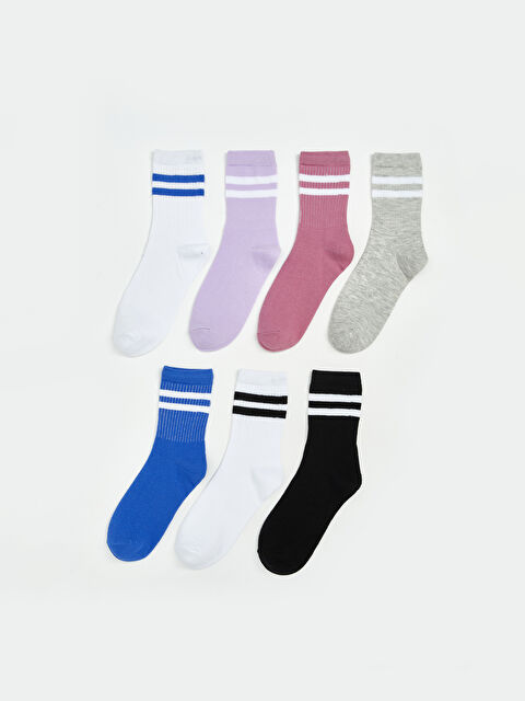 LCW Kids Çizgili Kız Çocuk Soket Çorap 7'li - S67582Z4-JYX