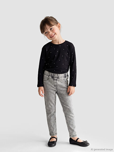 LCW Kids Beli Lastikli Kız Çocuk Tayt Pantolon