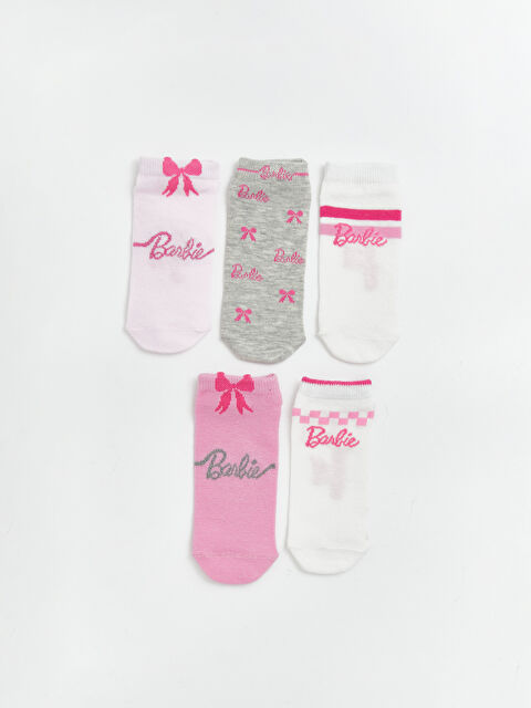 LCW Kids Barbie Desenli Kız Çocuk Patik Çorap 5'li - S67609Z4-FWW