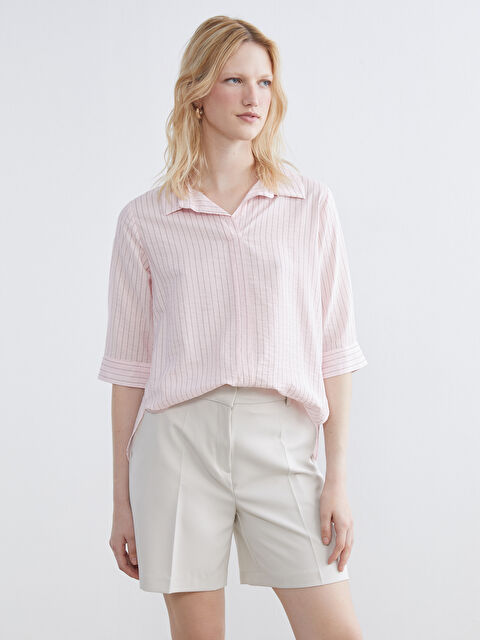 LCWAIKIKI Classic Striped Blouse with a Collared Neckline - S67611Z8-LHK