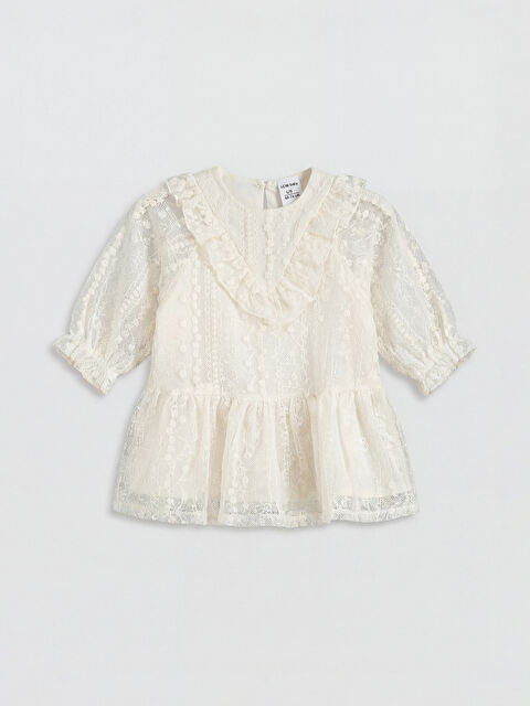 LCW baby Bebe Yaka Dantelli Kız Bebek Elbise - S67641Z1-FDL