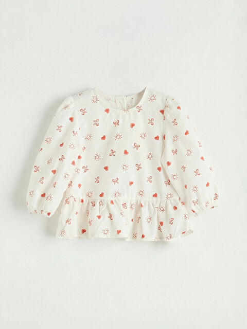 LCW baby Desenli Fırfırlı Kız Bebek Bluz - S67658Z1-LRA