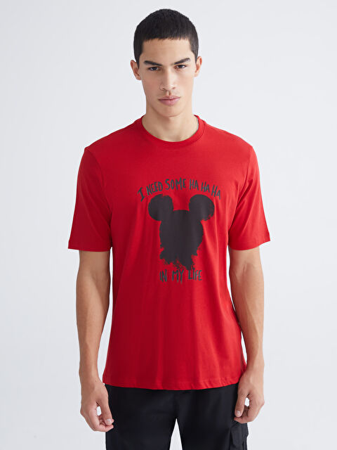 XSIDE Mickey Mouse Baskılı Kısa Kollu Erkek Tişört  - S67675Z8-R3M