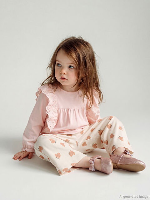 LCW baby Brode Detaylı Penye Kız Bebek Takım - S67690Z1-JM1