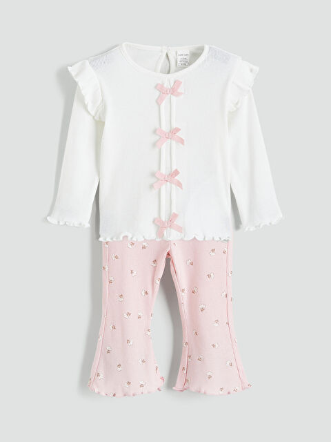 LCW baby Ruffle Detail Baby Girls' Blouse and Leggings - S67698Z1-FDU