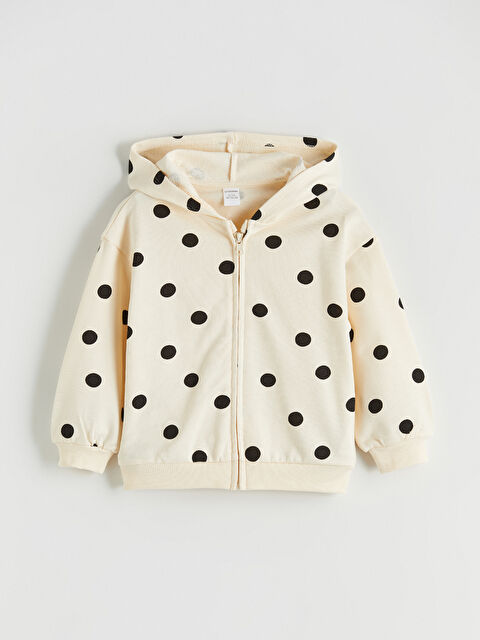 LCW Kids Kapüşonlu Puantiyeli Kız Çocuk Hırka - S67711Z1-SWC