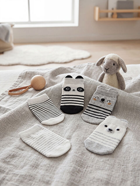 LCW baby Desenli Erkek Bebek Patik Çorap 5'li