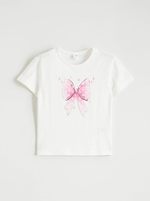 LCW Kids Girl ECRU T-Shirt - S67745Z1-R9J