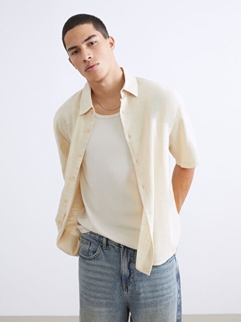 XSIDE Relaxed Fit Linen-Look Men's Shirt - S67758Z8-V1H