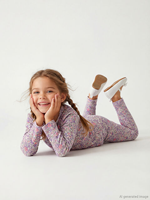 LCW Kids Beli Lastikli Çiçekli Kız Çocuk Tayt - S67761Z1-LT4