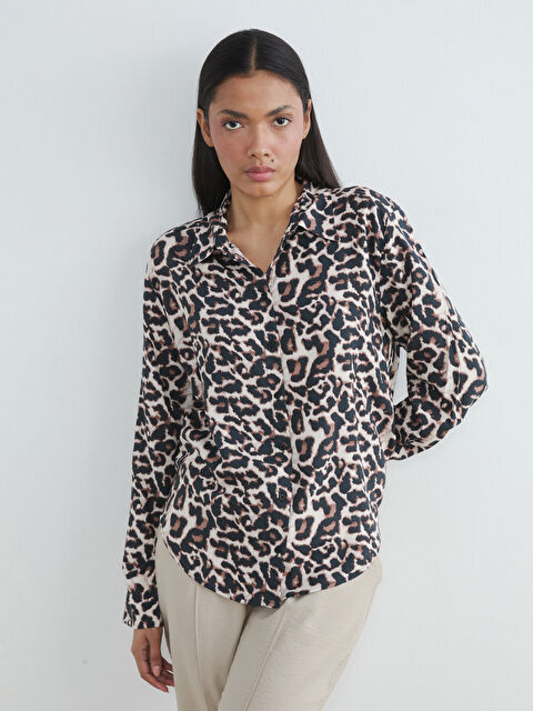 LCWAIKIKI Classic Leopard Print Oversized Women's Shirt - S67776Z8-LQY