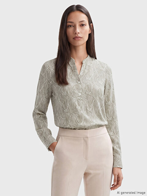 LCW EVERYDAY Notch Neck Patterned Blouse