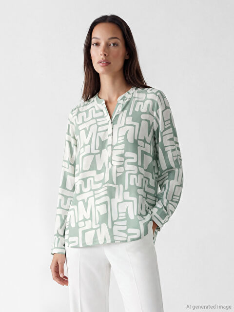 LCW EVERYDAY Notch Neck Patterned Blouse - S67779Z8-LRJ