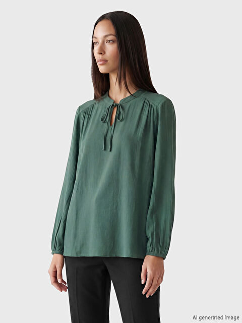 LCW EVERYDAY Lace-up Collar Ruched Women's Blouse